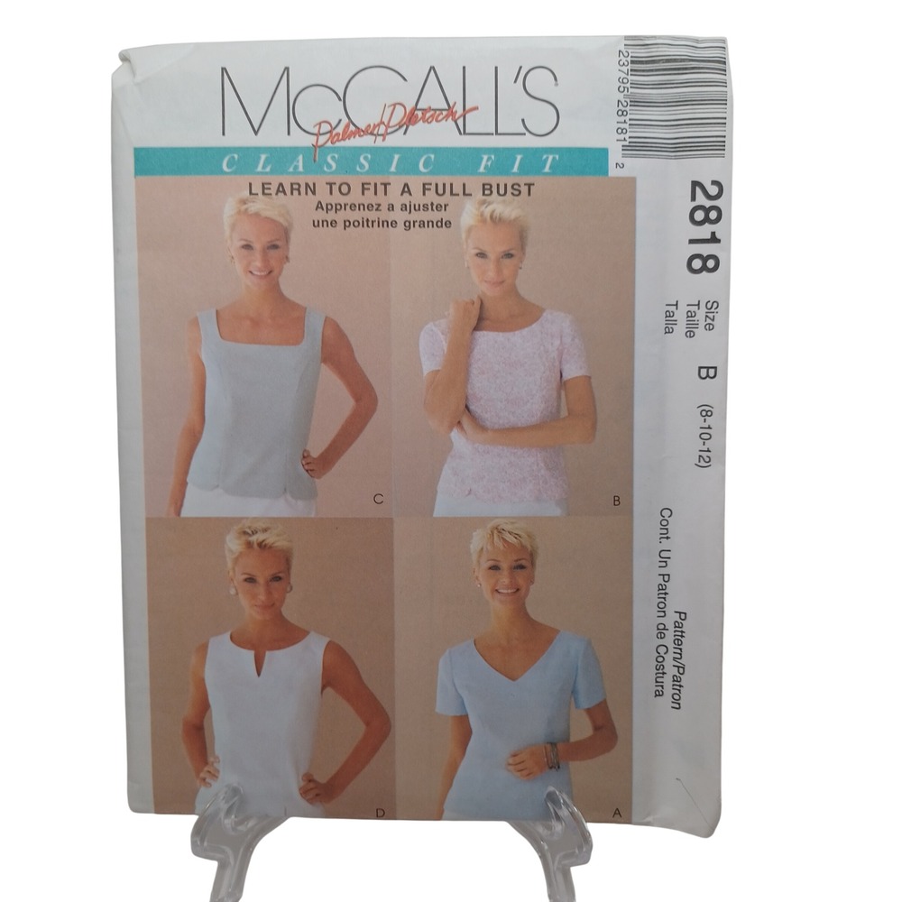 McCall's 2818 Palmer Pletsch Classic Fit Misses Tops Pattern Size 8-12 Full Bust